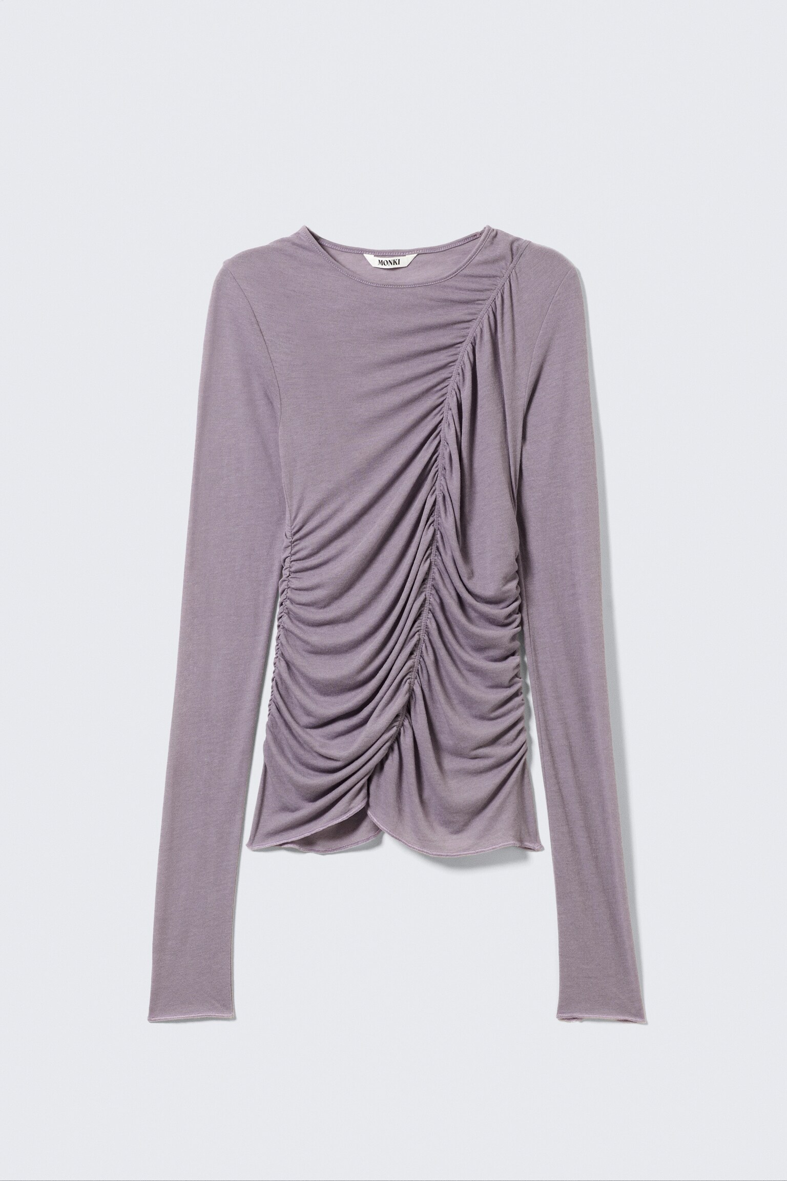 Marszczony top z długim rękawem - Lilac/Czarny