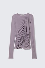 Flieder - Gerafftes Longsleeve-Top - 4