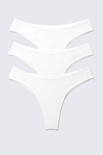 Blanc - Lot de 3 culottes brésiliennes en coton Inez - 0