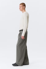 Pinstriped Light Grey - Nate Loose Fit Pleated Suit Trousers - 4