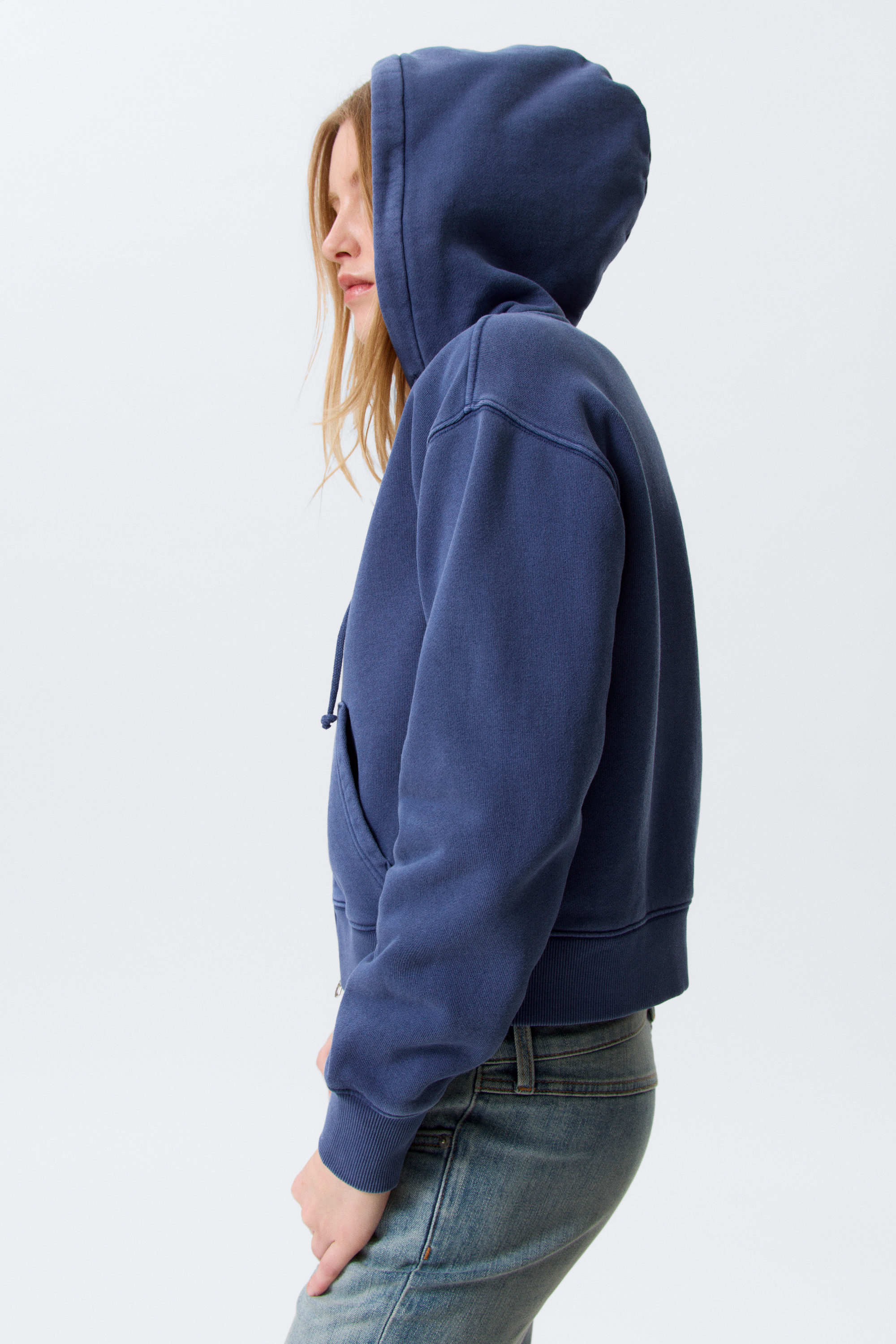 Gewaschenes Dunkelblau - Schmal geschnittener Zip-Hoodie - 2