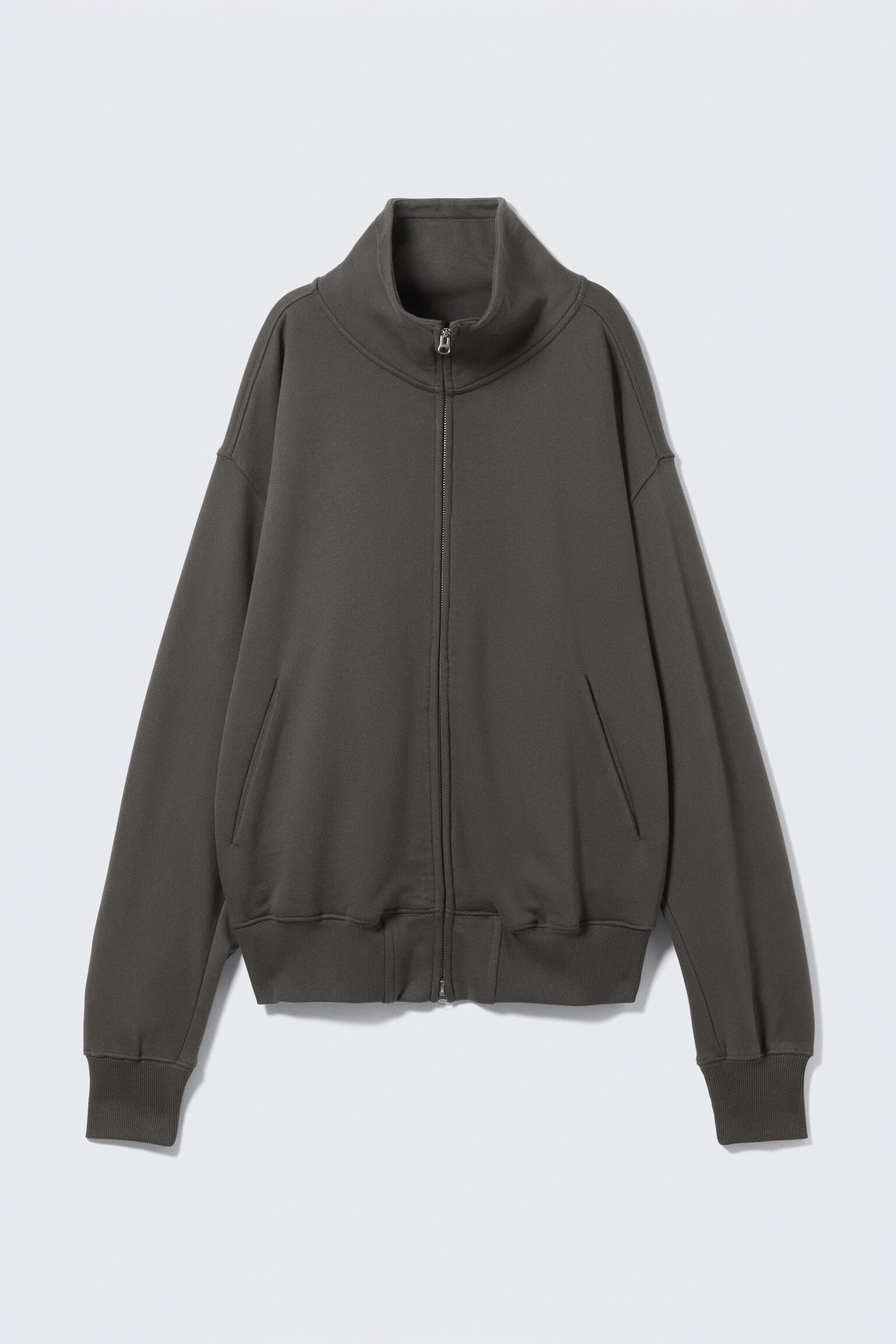 Heavyweight Funnel Neck Zip Sweater - Dark Grey/Dark Green - 2