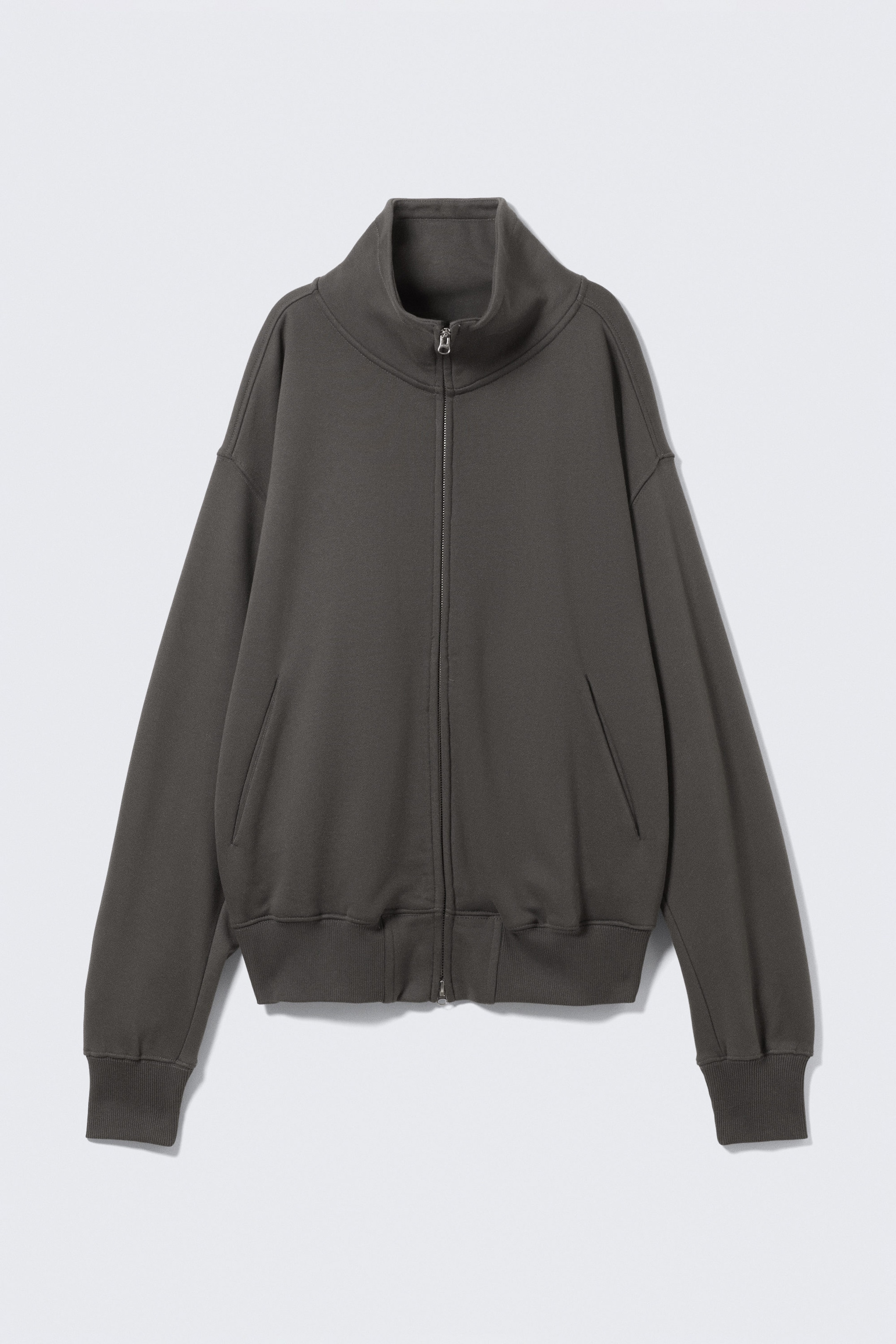 Dark Grey - Heavyweight Funnel Neck Zip Sweater - 4