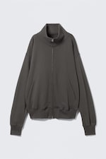 Dark Grey - Heavyweight Funnel Neck Zip Sweater - 4