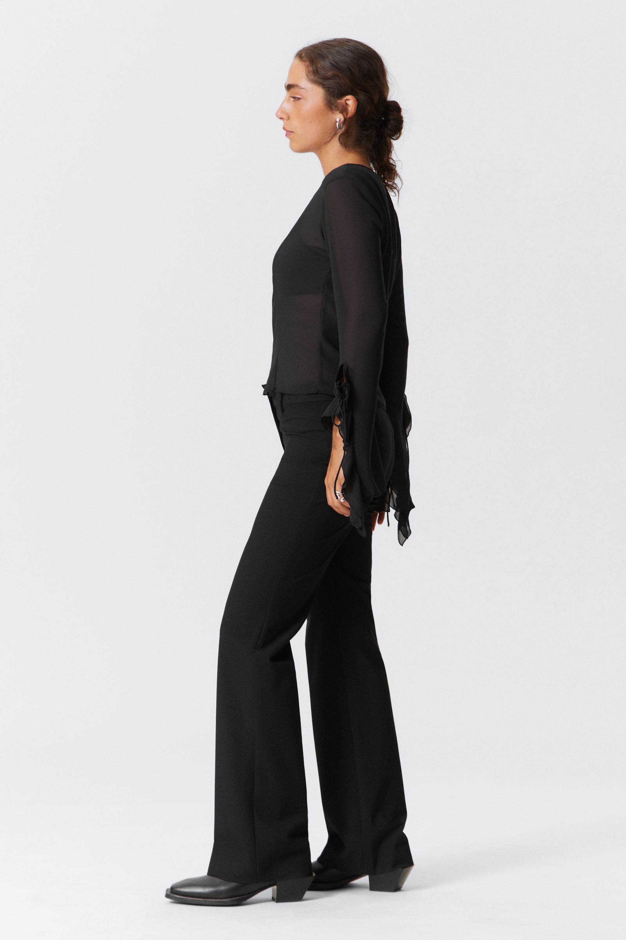 Black - Flared Suiting Trousers - 3