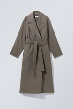 Taupe - Kia Oversized Wool Blend Coat - 0