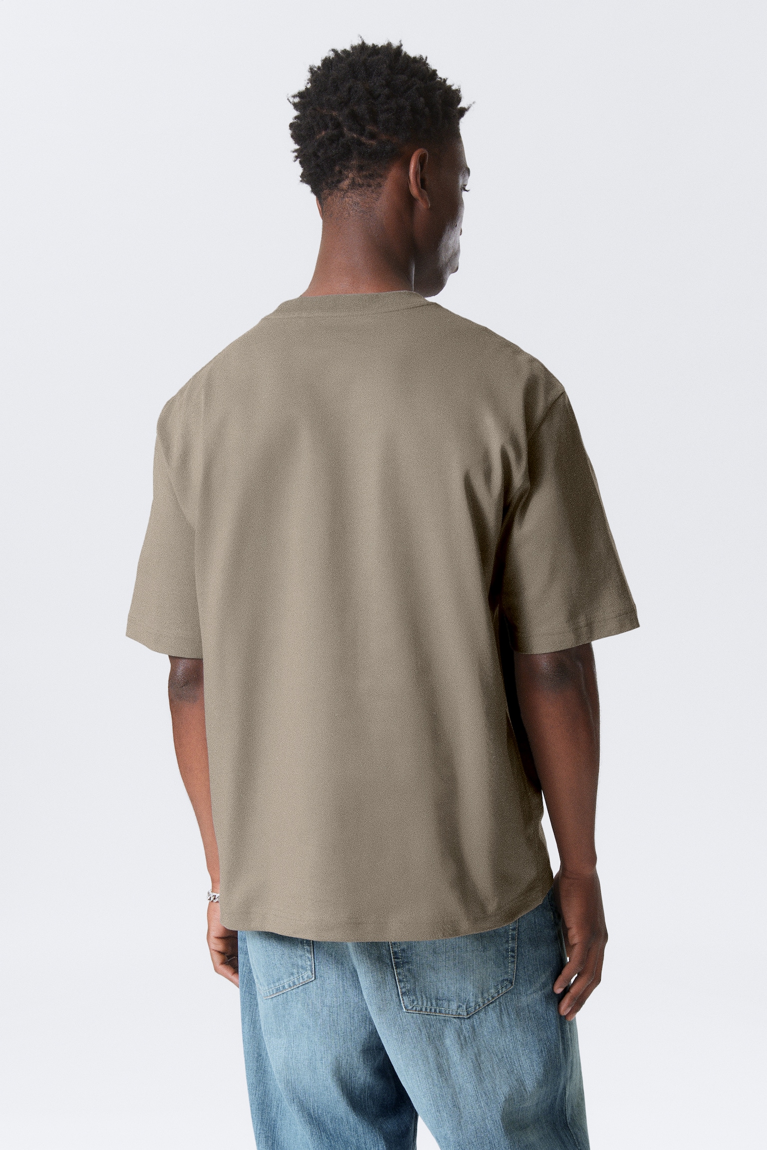 Relaxed Fit Short-Sleeved Cotton T-shirt - Dusty Khaki Green/White/Grey Melange/Black/Light Blue/Navy Blue - 4