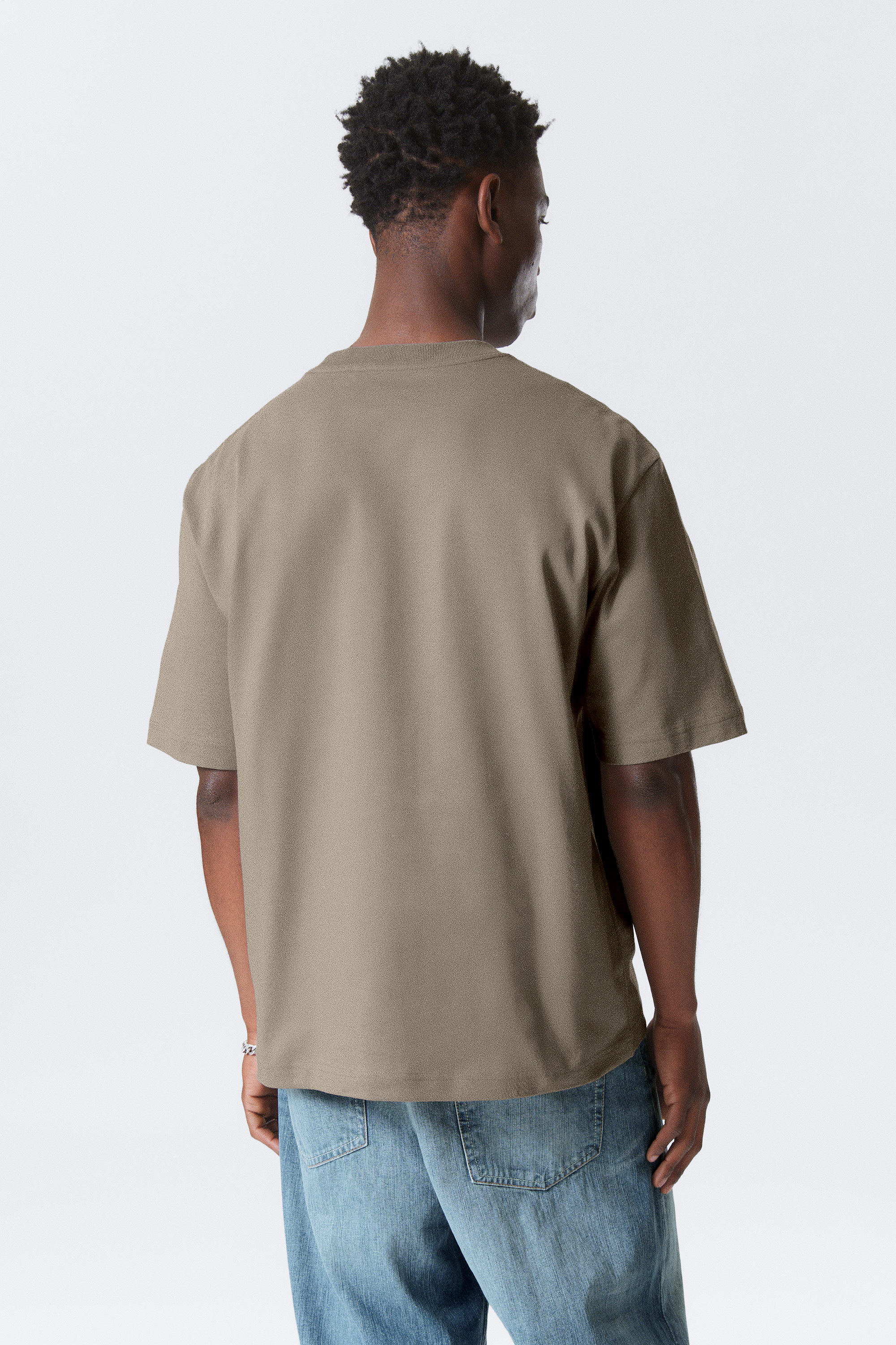 Dusty Khaki Green - Relaxed Fit Short-Sleeved Cotton T-shirt - 2