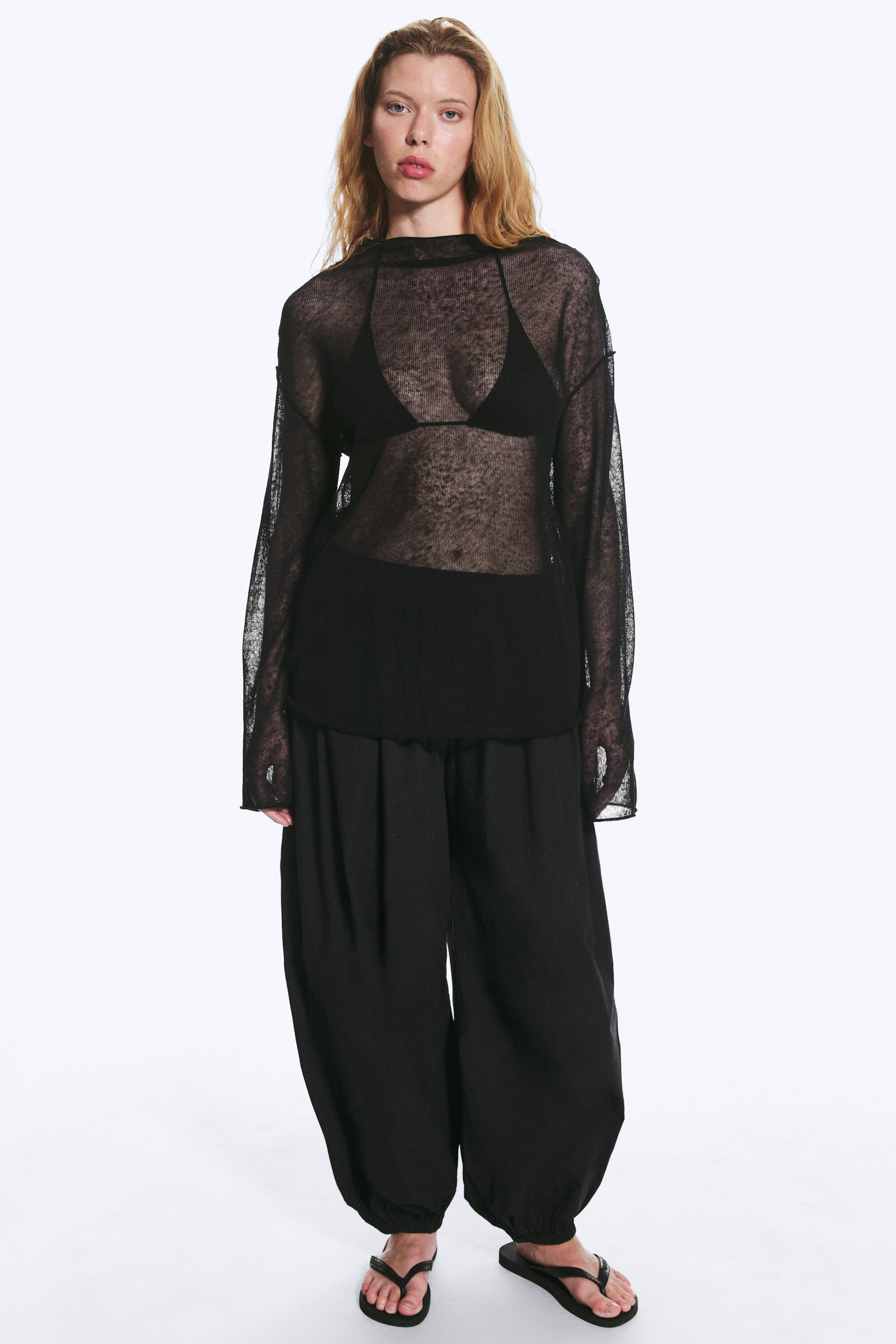 Schwarz - Pullover aus Leinenmix - 1
