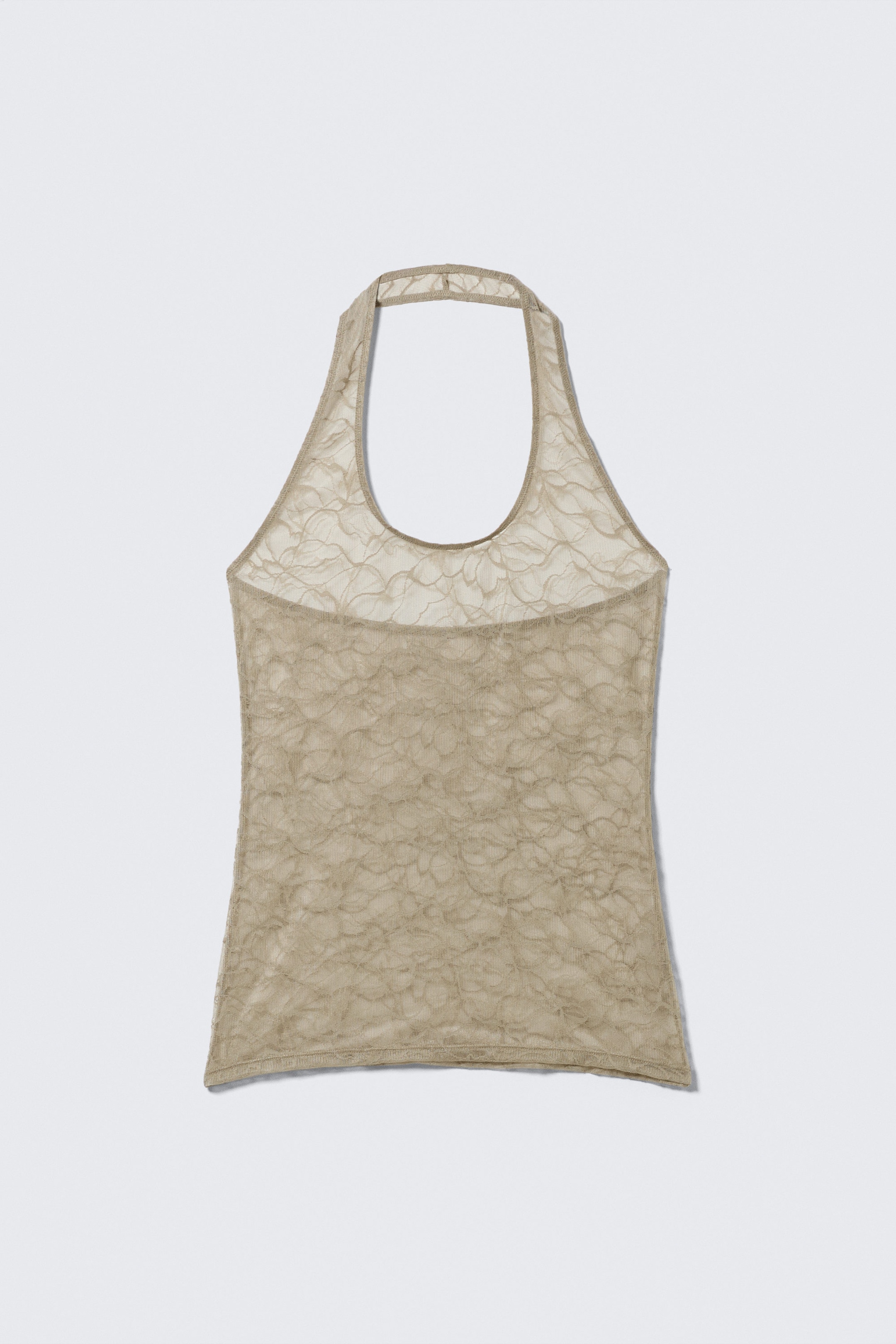 Beige - Neckholder-Top aus wirbeliger Spitze - 4