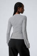 Weiß - Schwarze Streifen - Longsleeve aus Baumwolle - 2