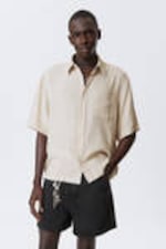 Ecru - Relaxed Short-Sleeved Linen-Blend Shirt