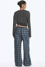 Checked Black & Blue - Wide Flannel Pyjama Trousers - 3