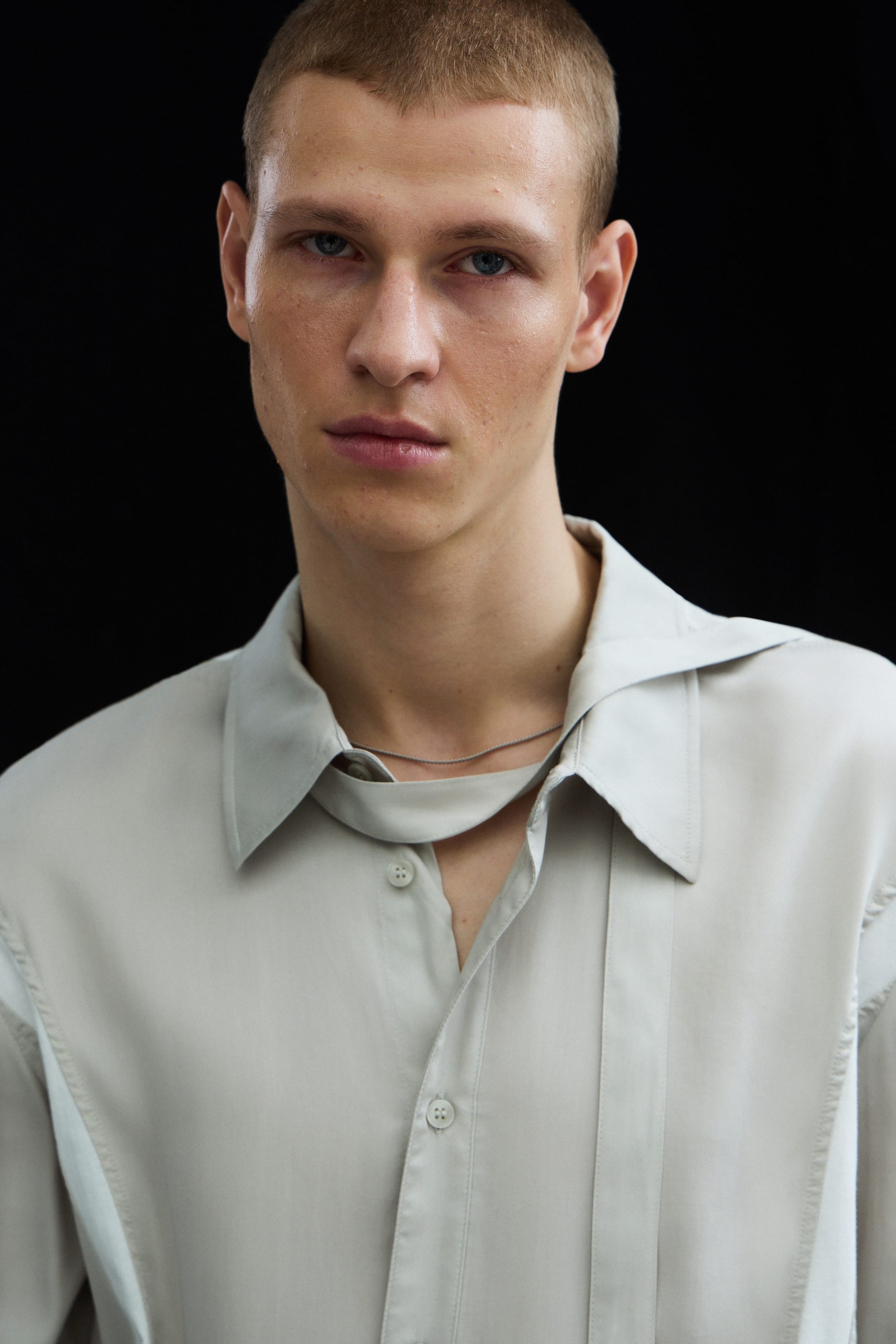 Light Dusty Mole - Slim Tie Detail Lyocell Shirt - 2