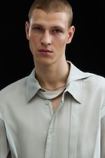 Light Dusty Mole - Slim Tie Detail Lyocell Shirt - 2