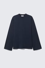 Dark Navy Blue - Oversized Long Sleeve T-shirt - 3
