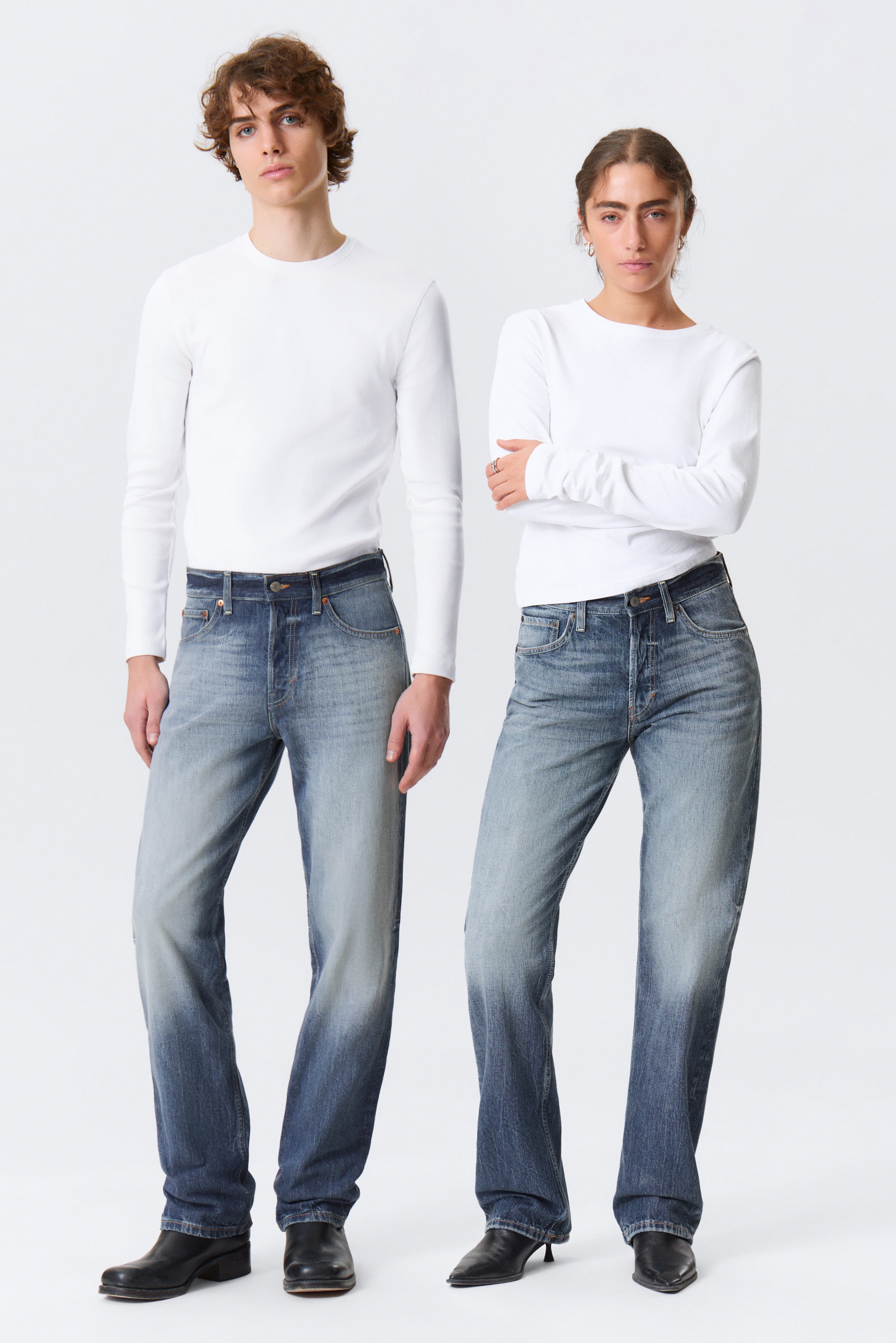 Board Blue - Mellanblå - Orbit Mid Waist Regular Straight Leg Jeans - 1