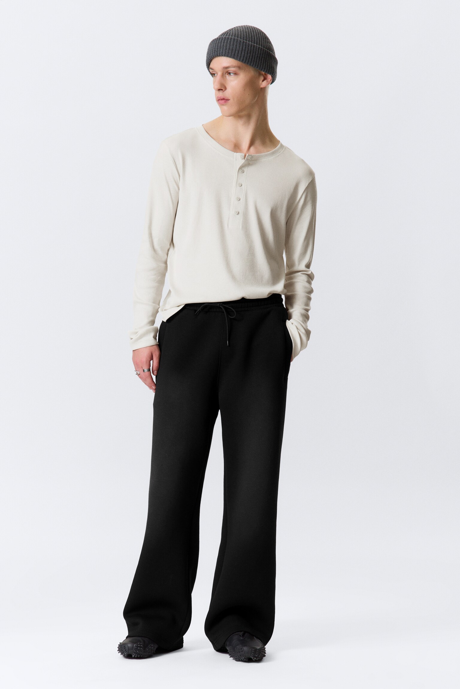 Pantalón de chándal de neopreno con efecto lavado - Negro/Marrón oscuro lavado - 4