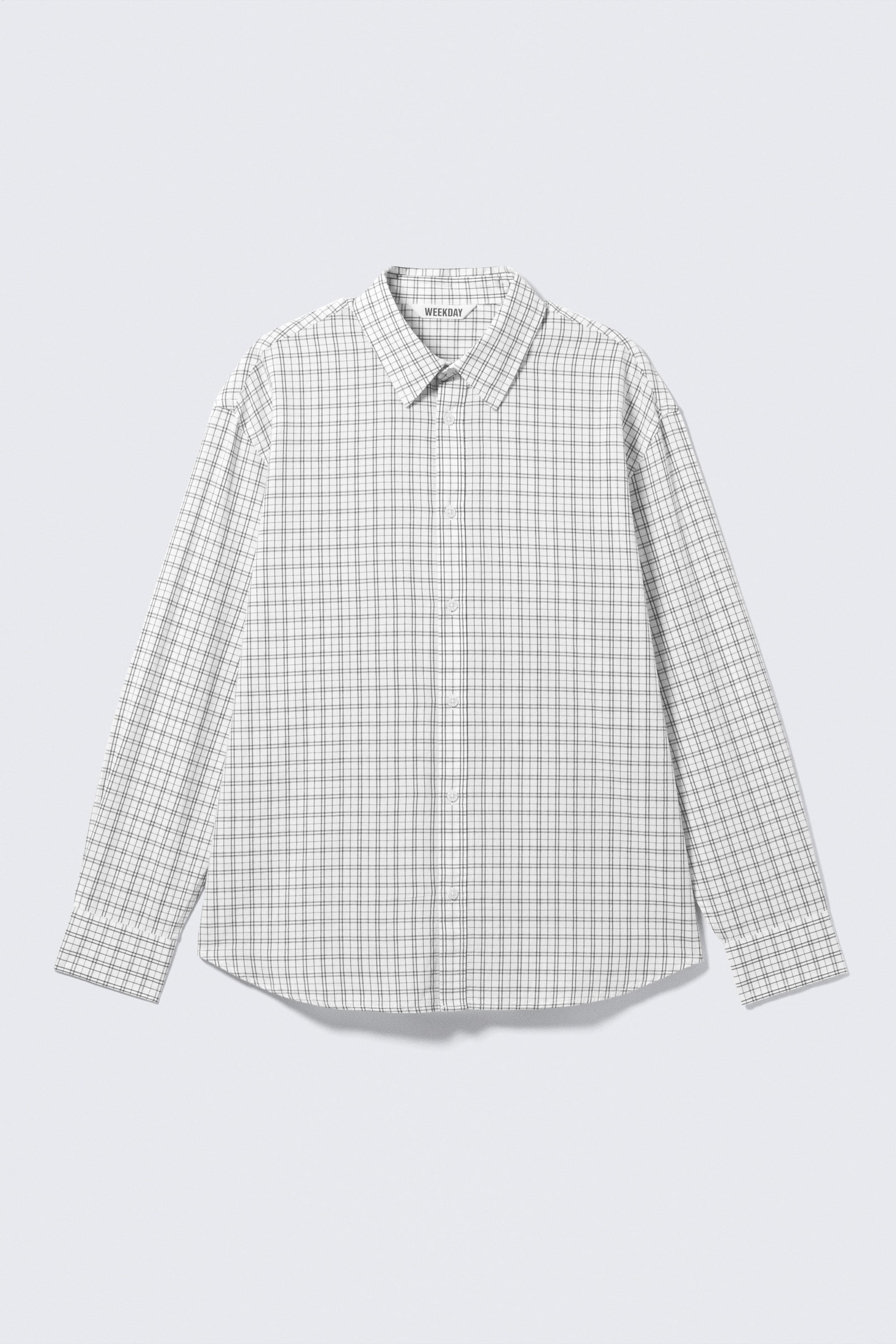 Checked White - Oversized Checked Shirt - 1