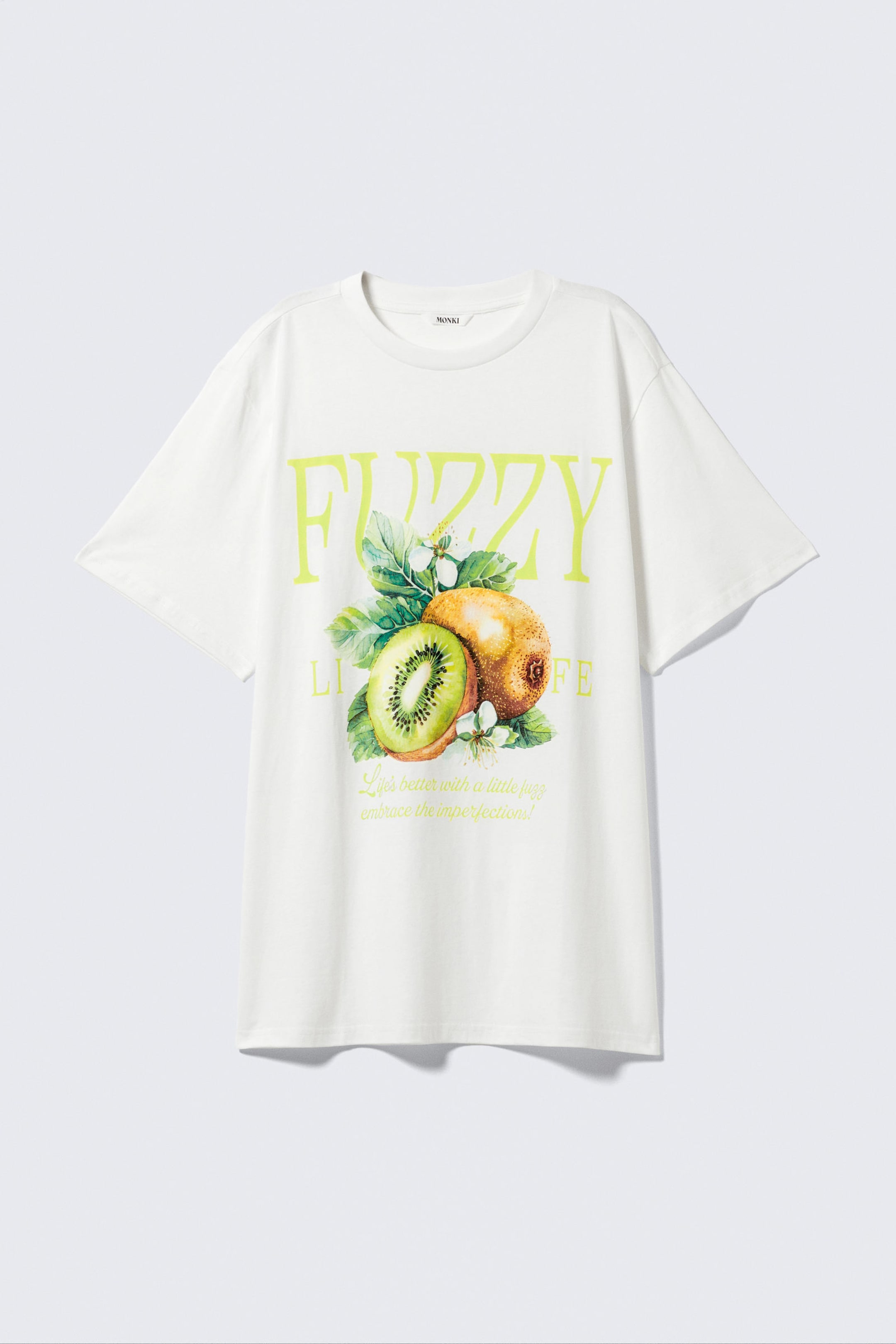 White - Fuzzy - Graphic Oversized Cotton T-shirt - 3