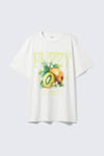 White - Fuzzy - Graphic Oversized Cotton T-shirt - 3