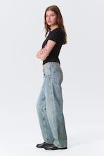 Hypnos Blue - Mediumblå - Scooped Waist Barrel Leg Workwear Jeans - 2