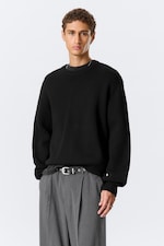 Schwarz - Baumwoll-Strickpullover mit normaler Passform - 0