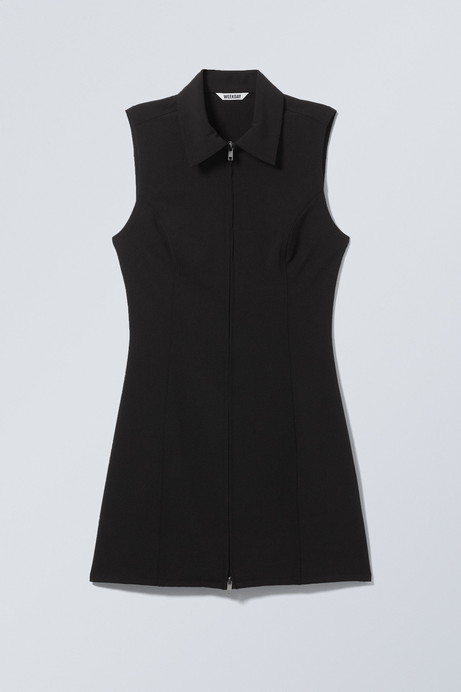 sleeveless mini suiting zip dress - Black | Weekday WW