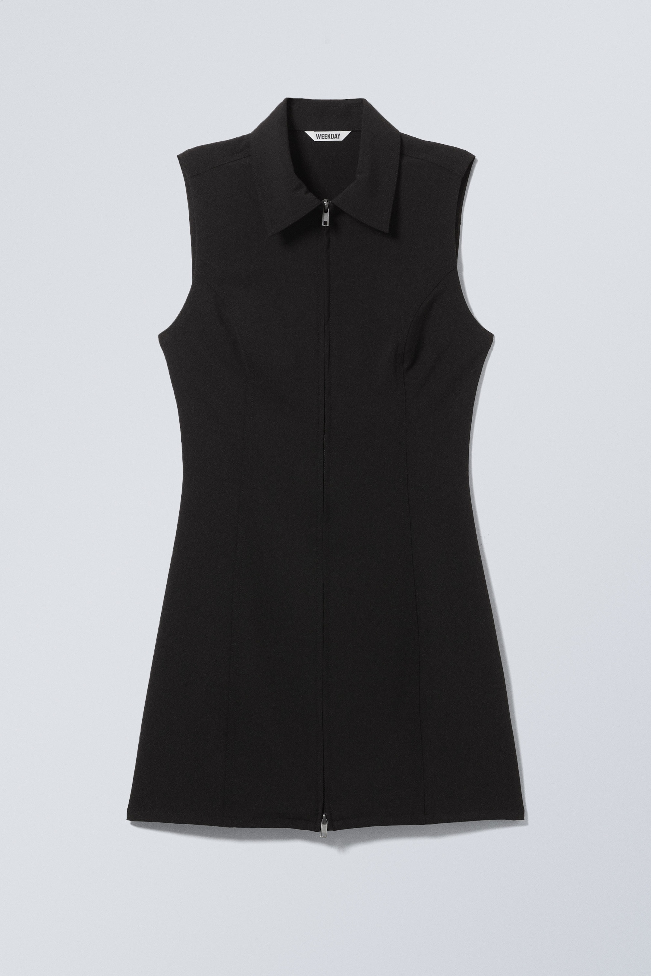Noir - Robe courte habillée zippée sans manches - 1