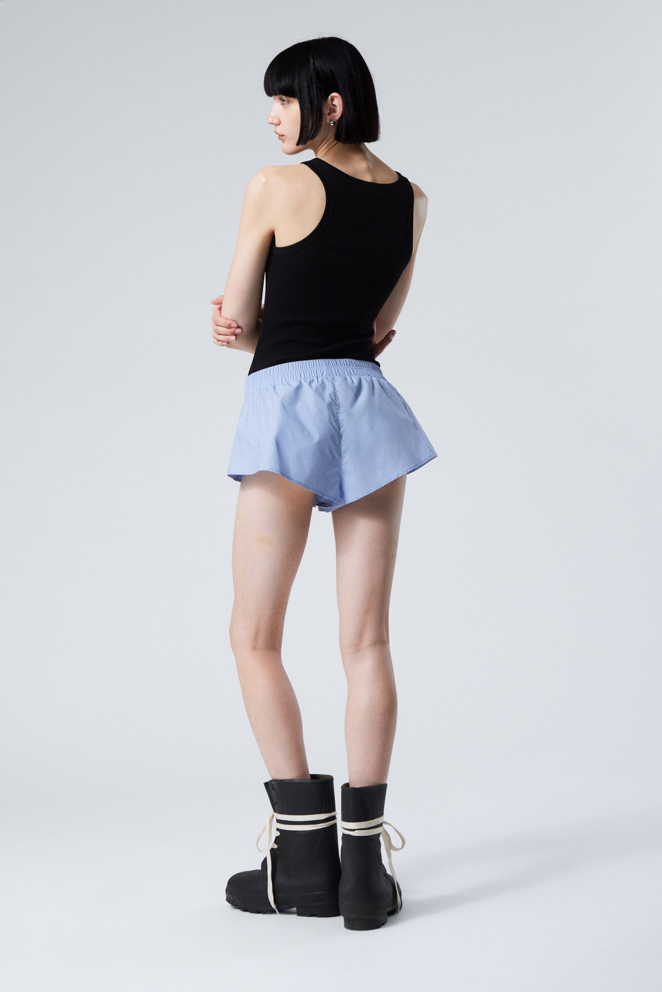 Light Blue - Mini Cotton Shorts - 3