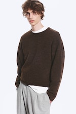 Dark Brown Melange - Boxy Knitted Jumper - 3