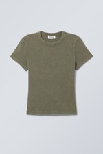 Washed Khaki - T-Shirt Frida in 90er-Passform - 0