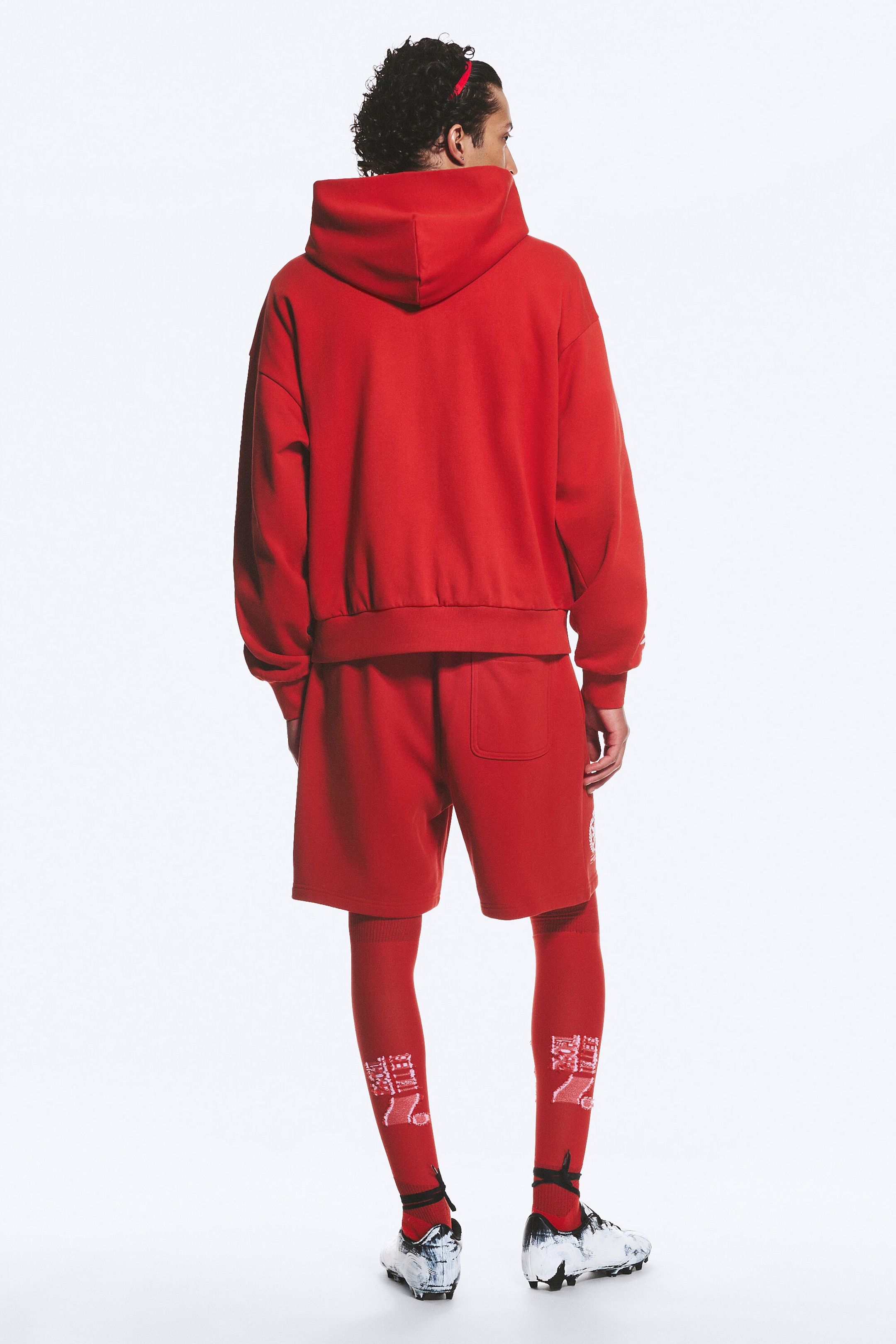Bright Red - TOFFS Loose Fit Zip Football Hoodie - 4