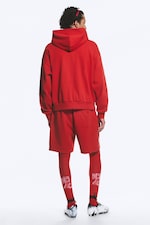 Bright Red - TOFFS Loose Fit Zip Football Hoodie - 4