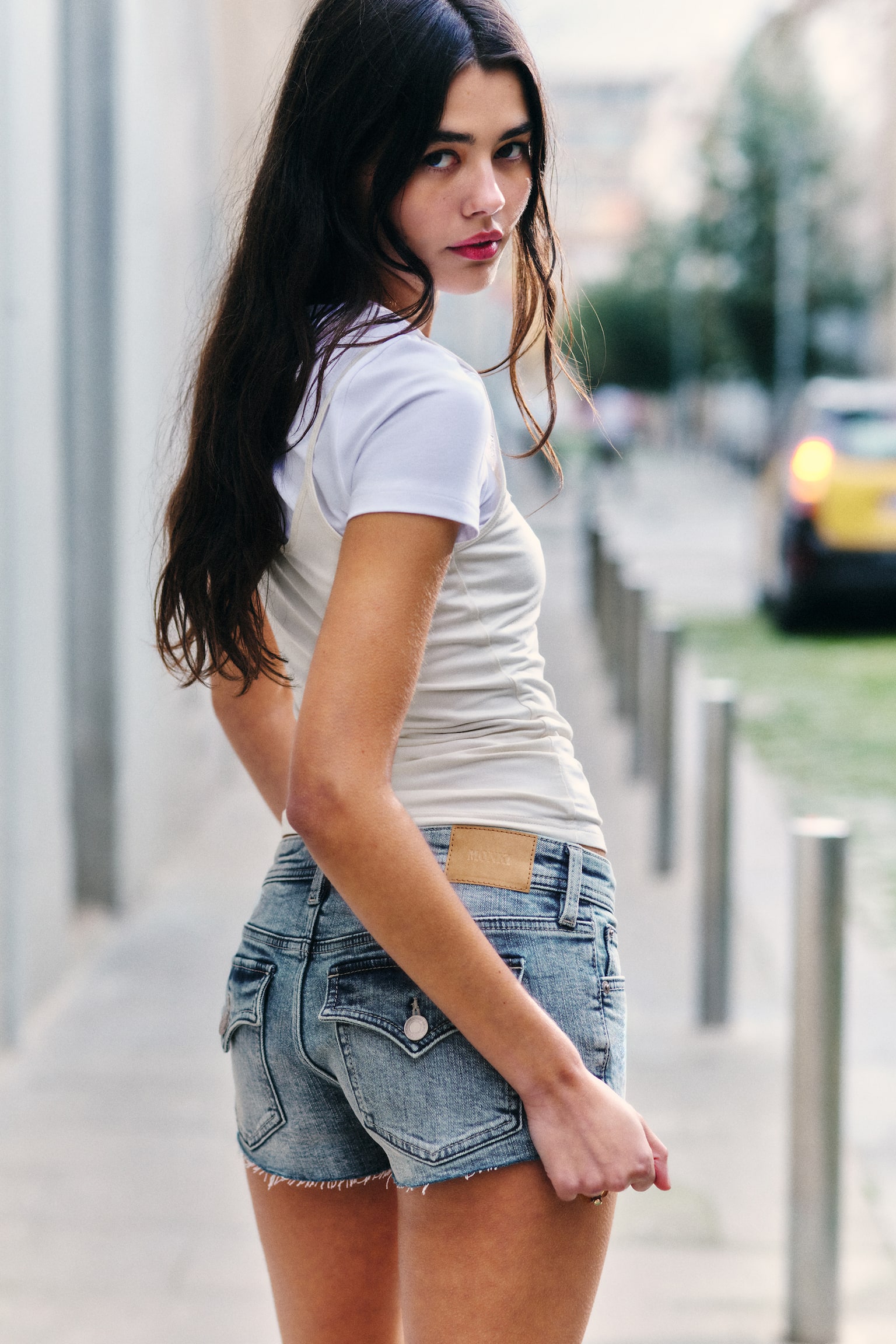 Slim Low Rise Denim Hotpants - Fresh Blue - Light Blue/Ink Black – Zwart - 1