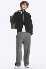 Black - Relaxed High-Neck Zip Knit Cardigan - 2