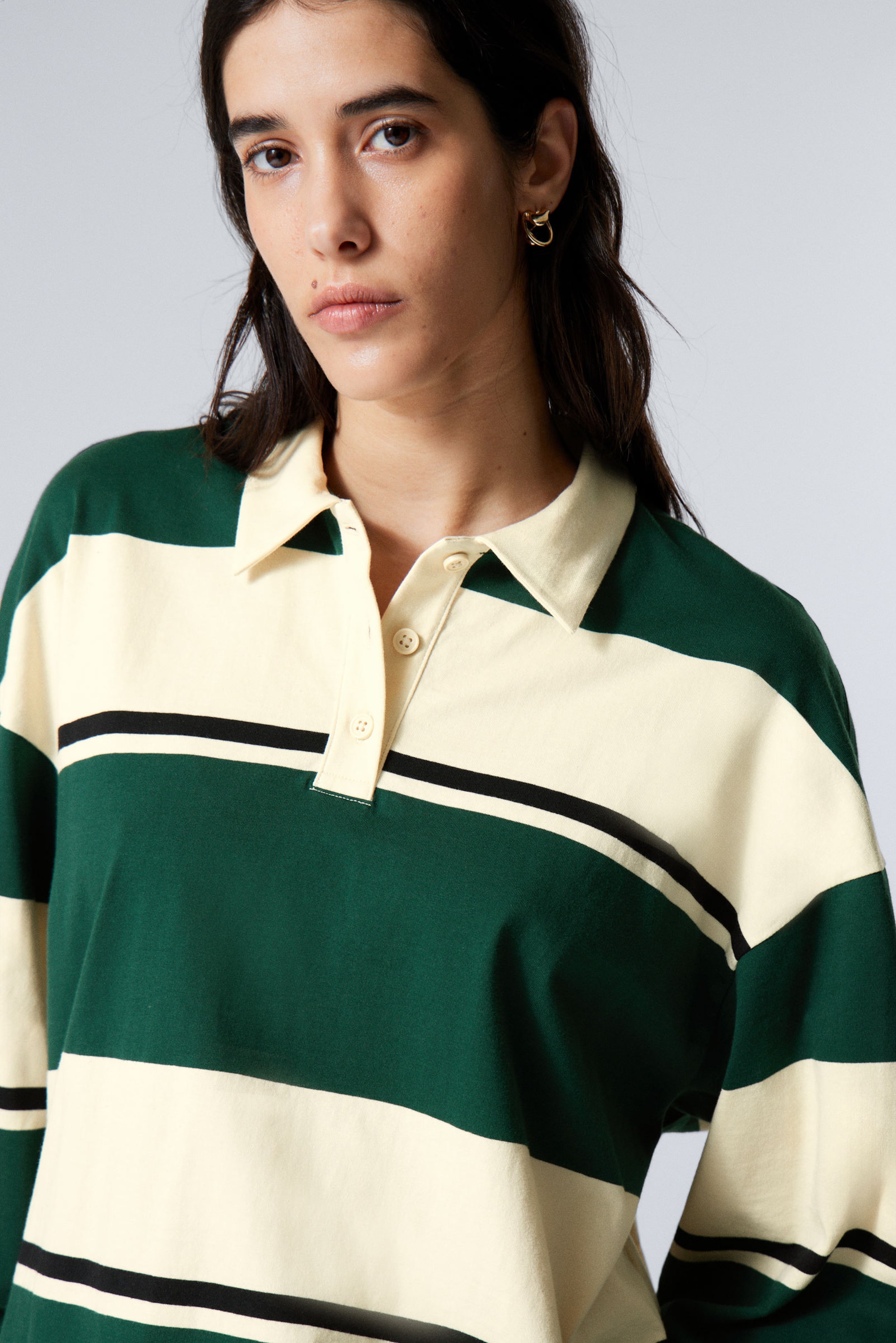 #EBE0BF - Gestreept oversized poloshirt - 1