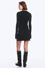 Noir - Mini-robe à pressions et manches longues - 3