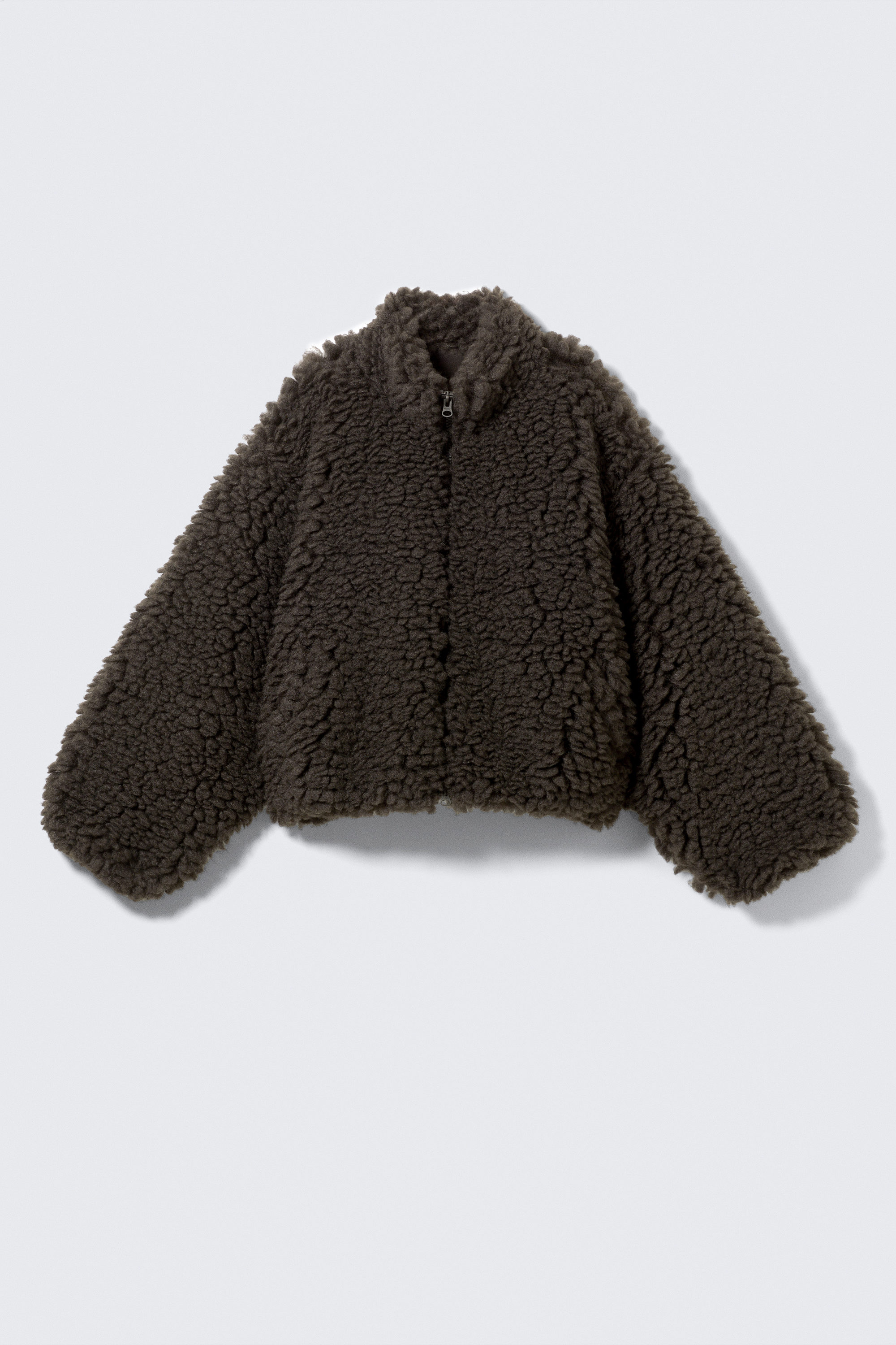 Braun - Flauschige Oversize-Jacke mit Reißverschluss - 4