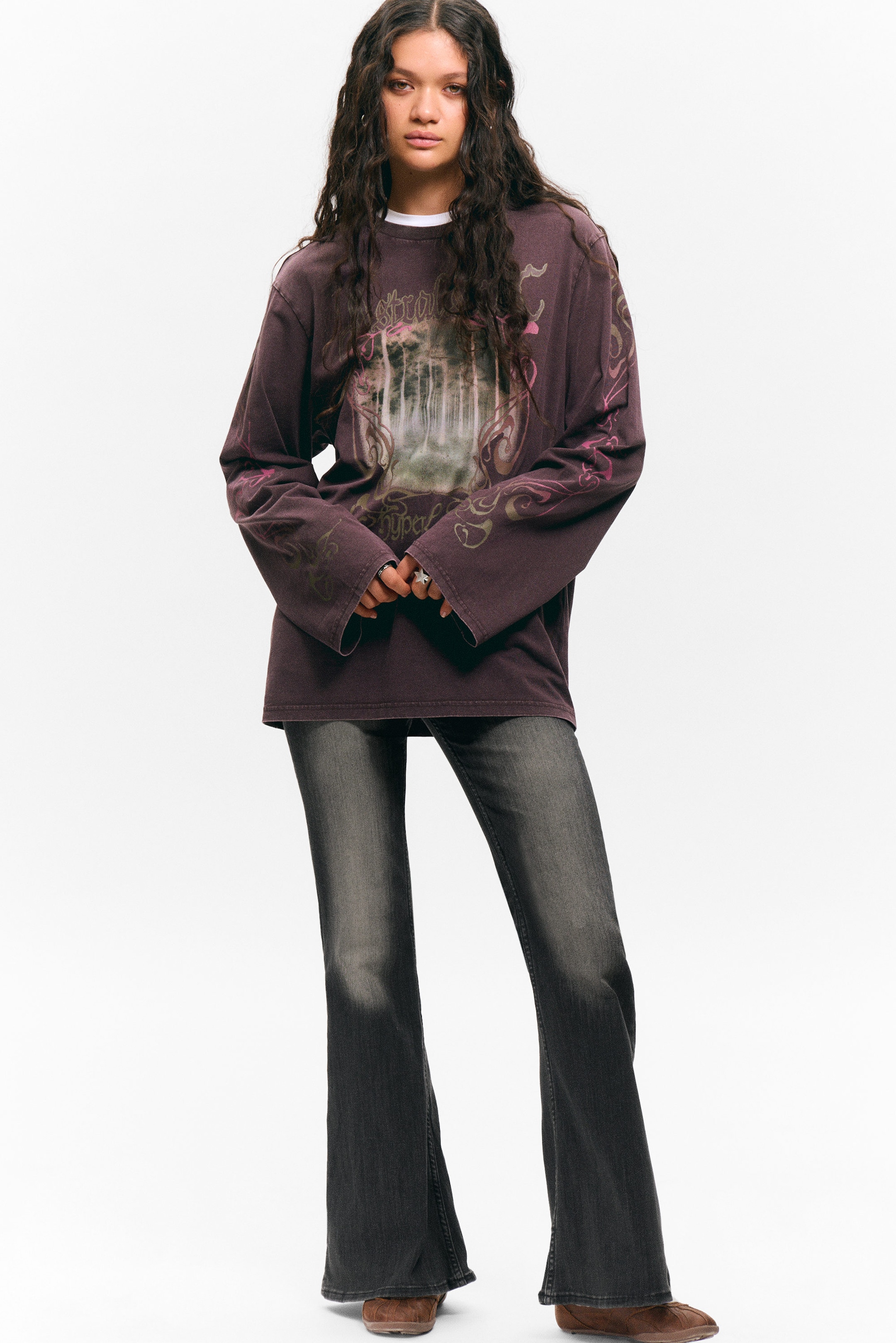 Dark Purple - Hyper Lunar - Bedrucktes Longsleeve-Shirt aus Baumwolle - 0
