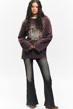 Dark Purple - Hyper Lunar - Bedrucktes Longsleeve-Shirt aus Baumwolle - 0