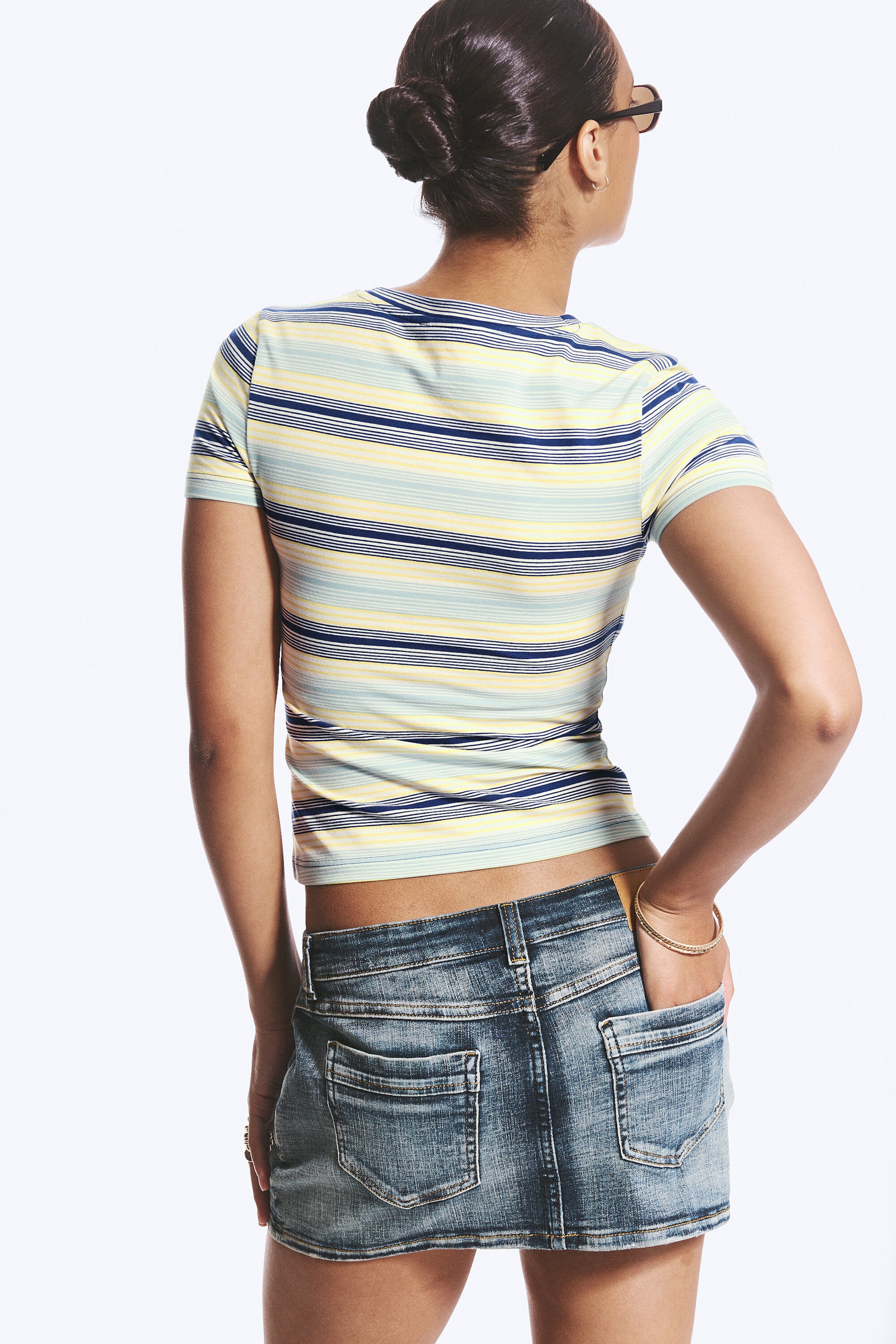 Randig Blå/Gul - Tight mini-t-shirt - 2