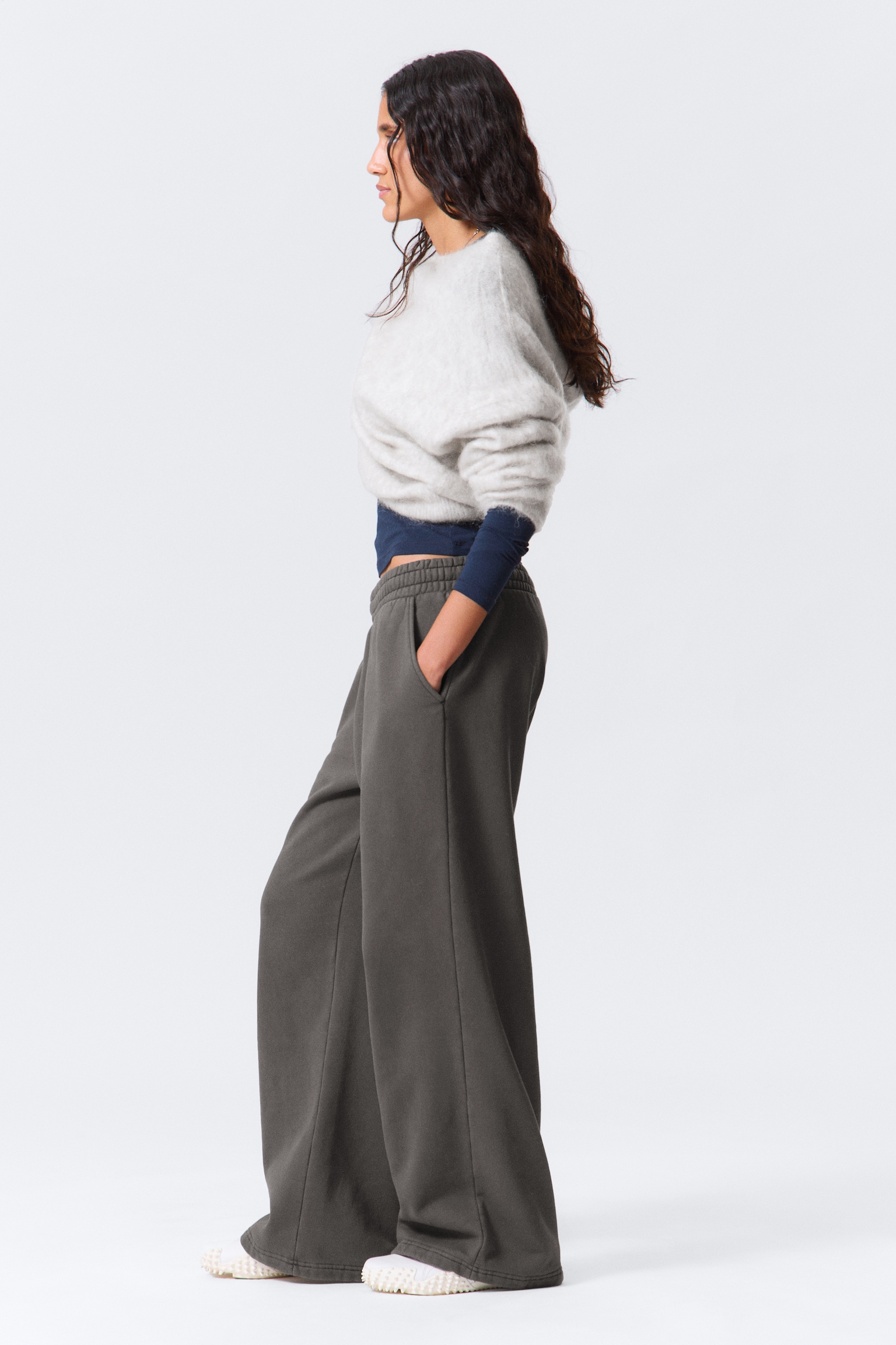 Pantalón de chándal grueso, largo y holgado - Gris oscuro lavado/Gris/Gris jaspeado/Verde oscuro/Negro/Marrón oscuro/Azul marino - 4