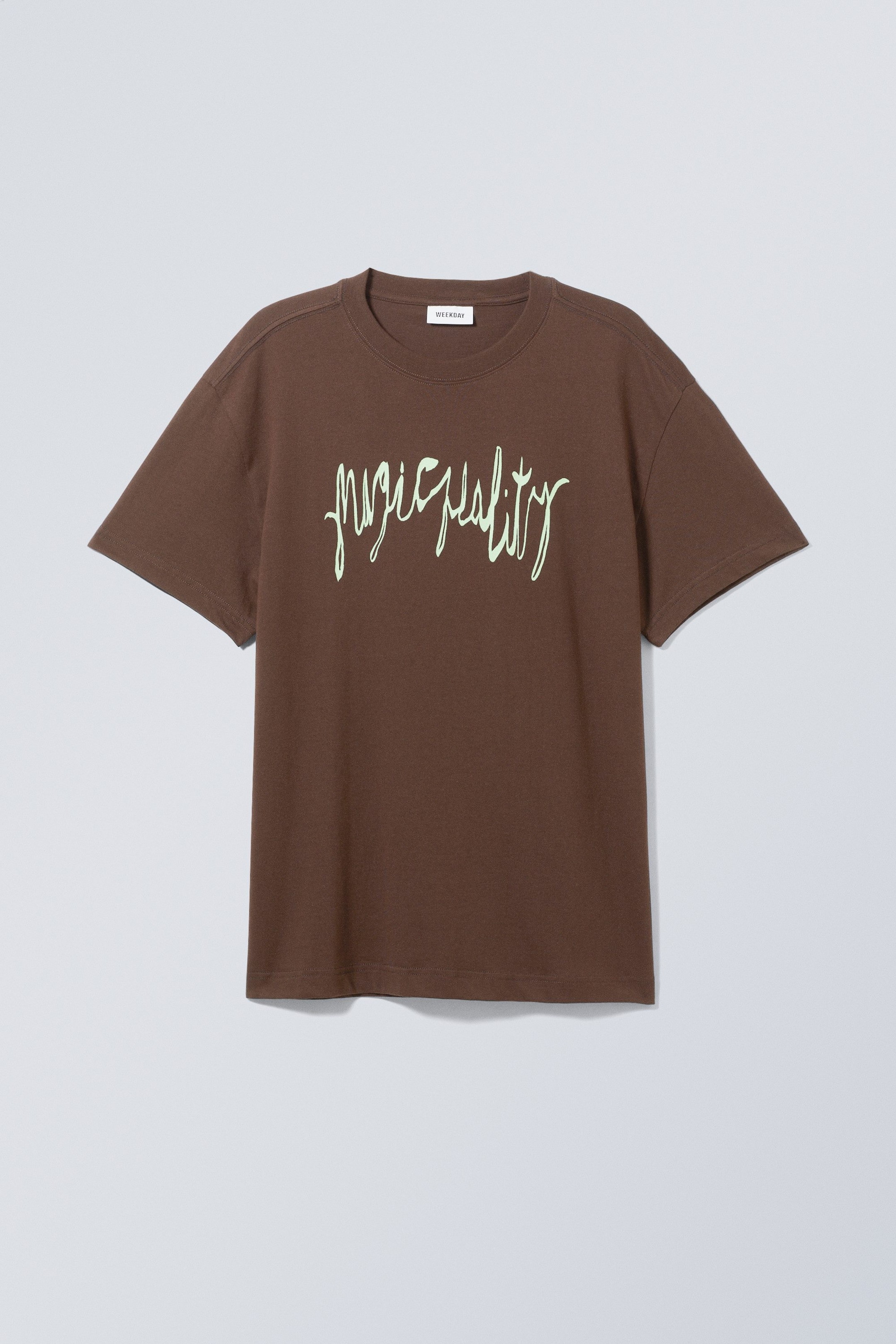 Brown - Oversized Graphic Printed T-shirt - 0