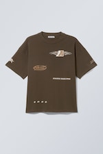 Donkerbruin - Sportlogo's - T-shirt met boxy pasvorm en grafische print - 0