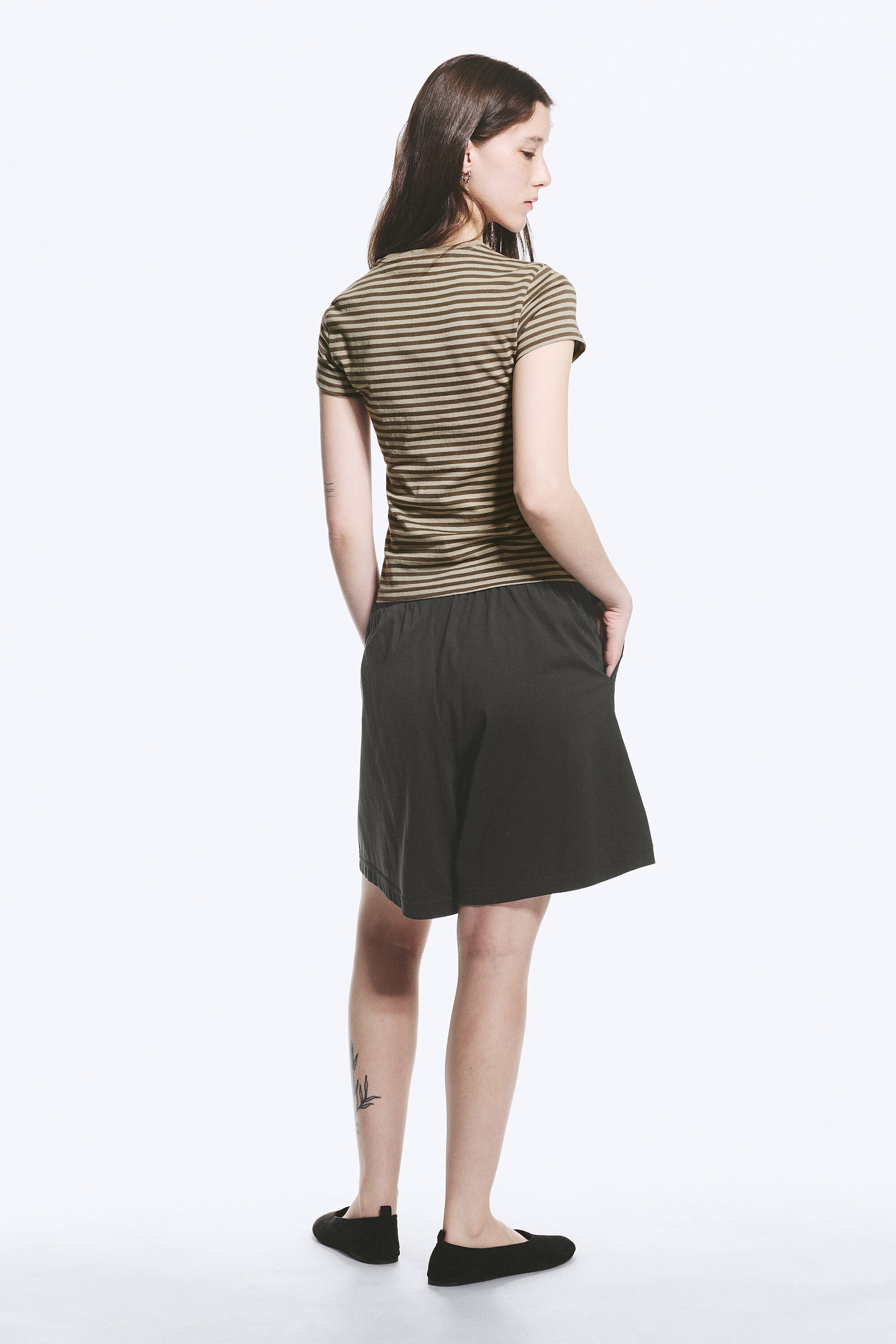 Dark & Light Mole Stripes - Slim Short-Sleeved Cotton T-shirt - 2