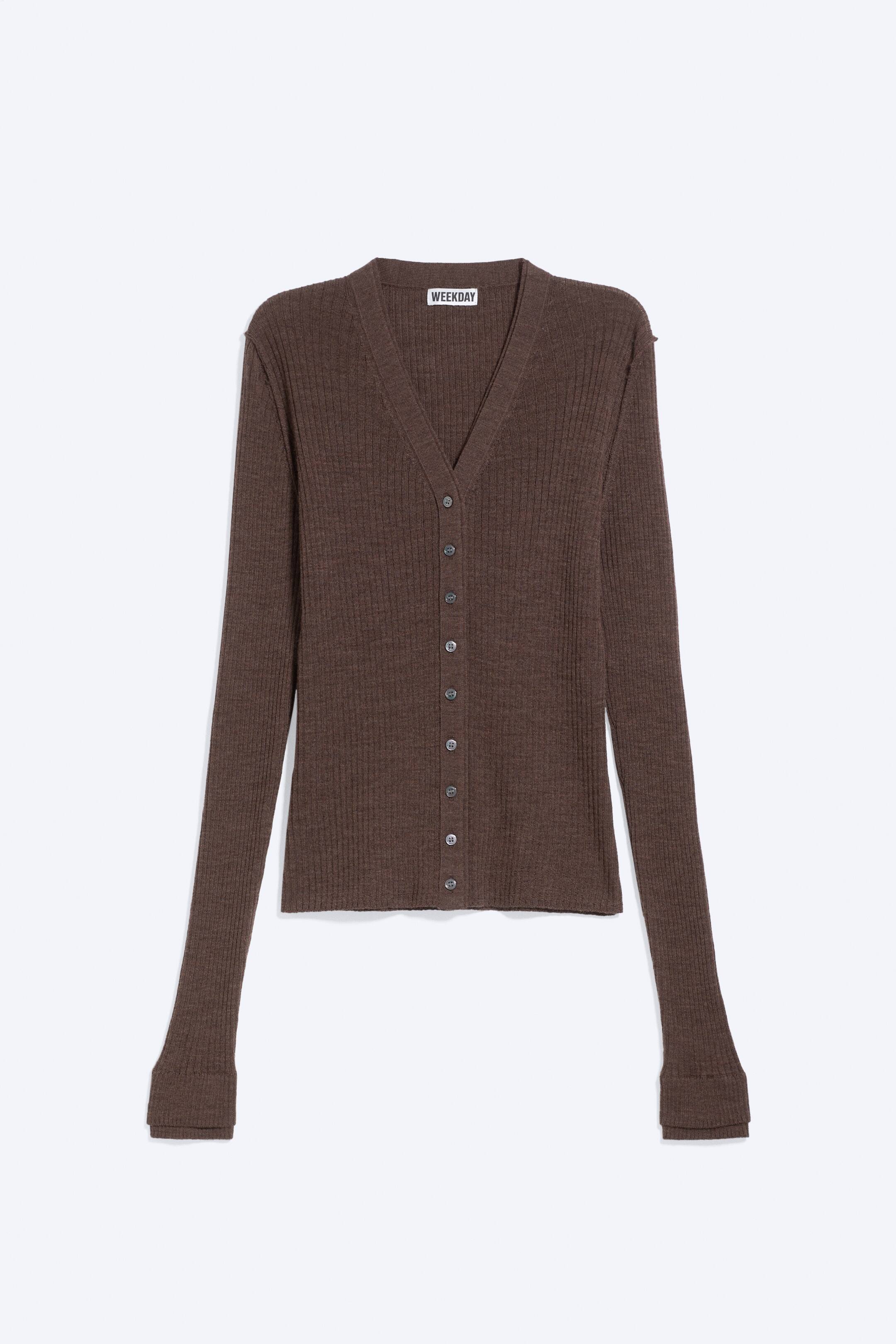 View larger image: V-neck merino cardigan - Dark Brown - Ladies | H&M GB 1
