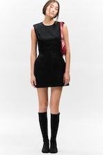 Black - Sleeveless Twill Mini Dress - 0