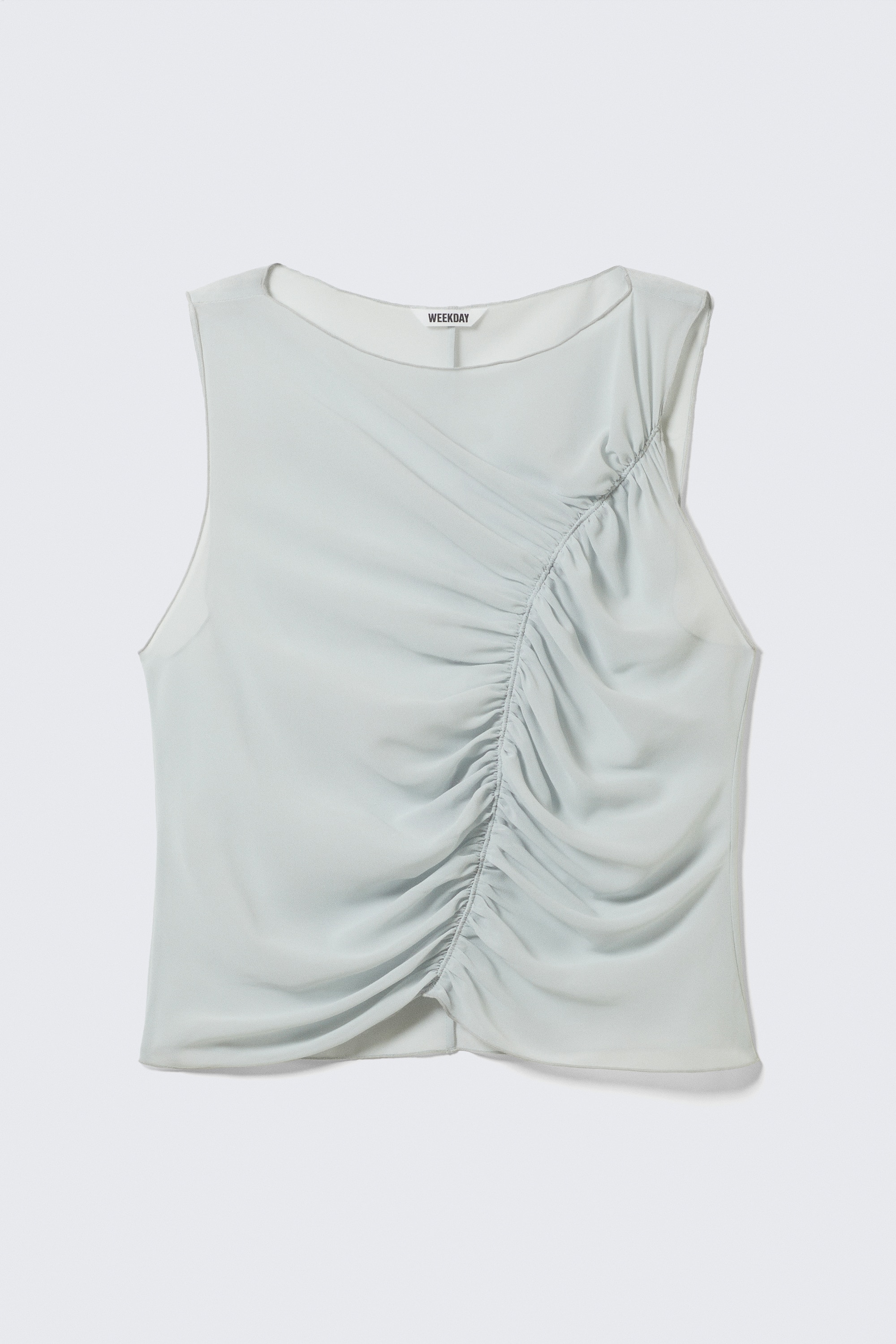 Top sans manches en crêpe avec fronces - Gris clair