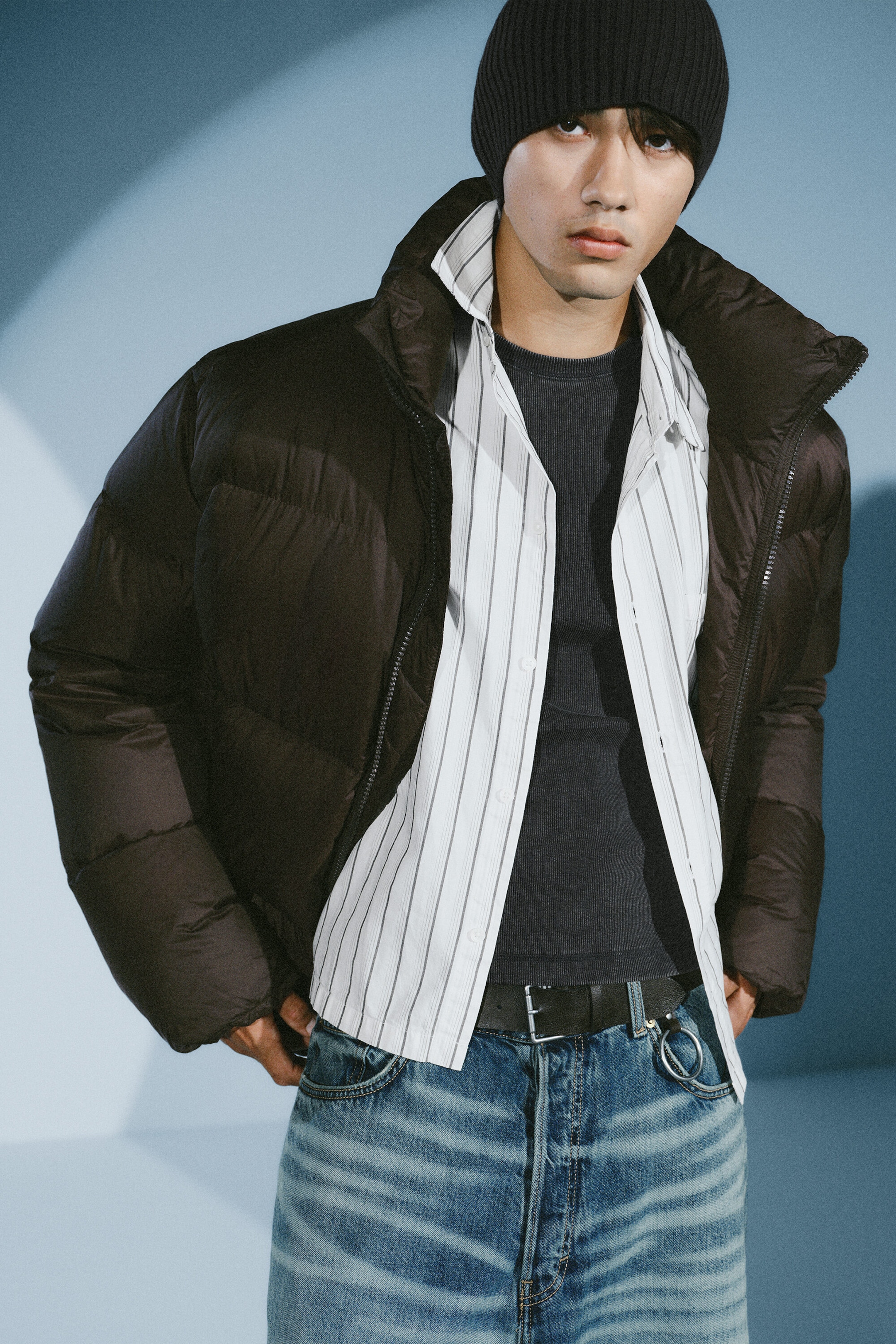 Dark Brown - Recycled Down Relaxed Puffer Jacket - 2